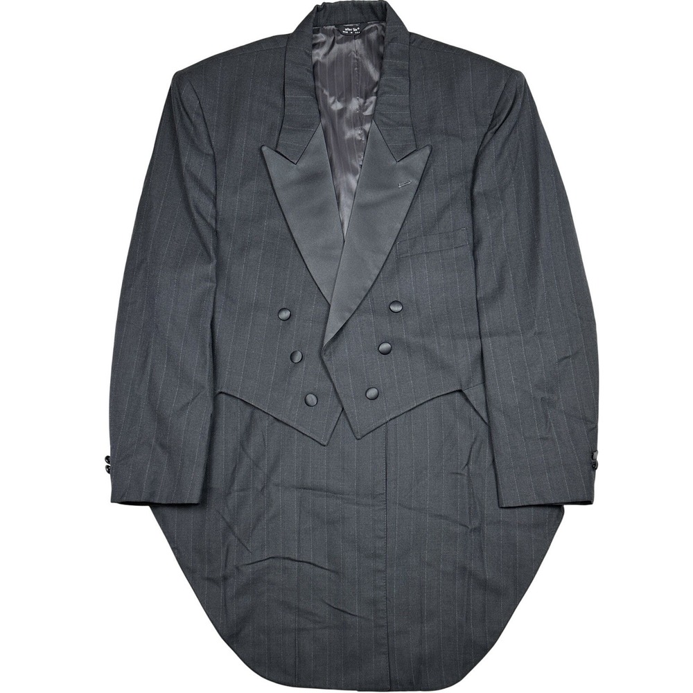 After‎ Six Mens Gray Pinstripe Tailcoat Tuxedo Jacket Formal Occasion